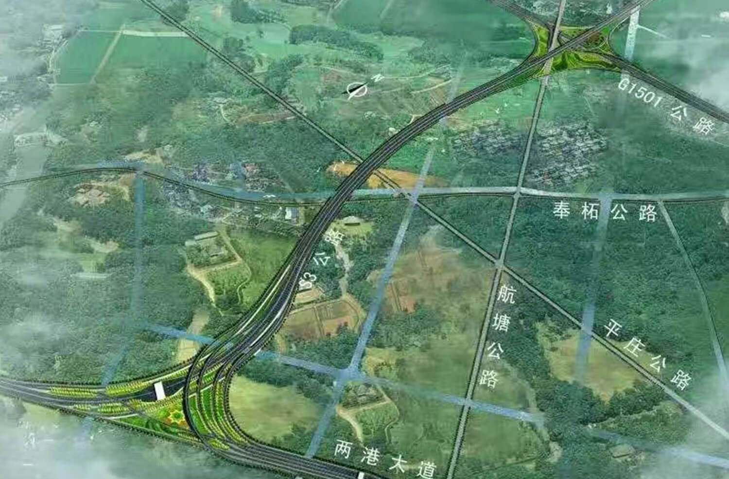 S3公路(周邓公路-G1503公路两港大道立交)新建工程